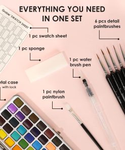 Alternative view of Grabie 50 Colors Watercolor Paint Set. Detail Paint Brush Included. Watercolor Paints. Painting Sets. Art Supplies for Painting. Travel Watercolor Set. Amateur Hobbyists