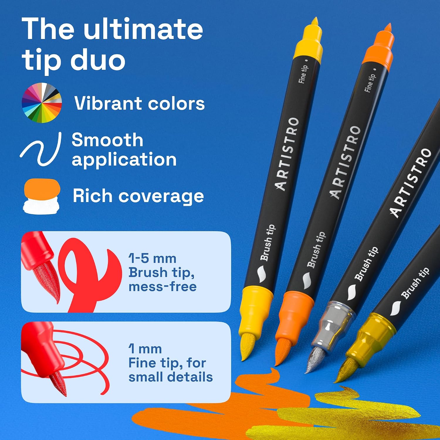 ARTISTRO 36 Acrylic Paint Markers - Paint Pens for Drawing - For Fabric. Rock. Glass. Wood. Molds - Arts & Crafts Gift for Adults. Teens. Kids. Classroom Must Haves & School Supplies - Image 3